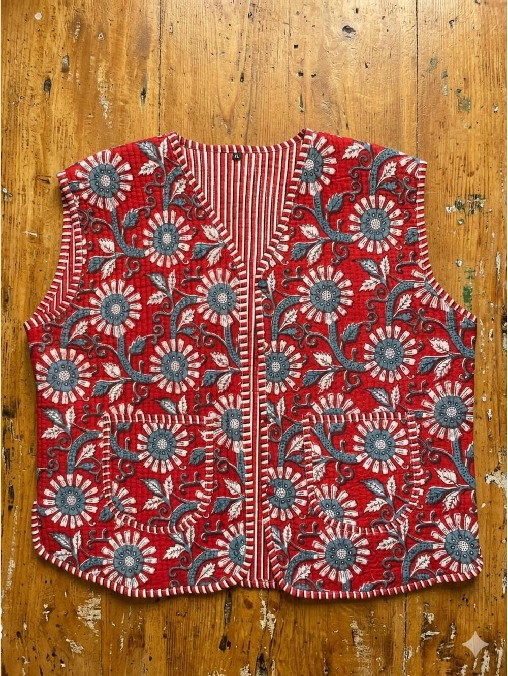 Boho Quilted Red Vest
